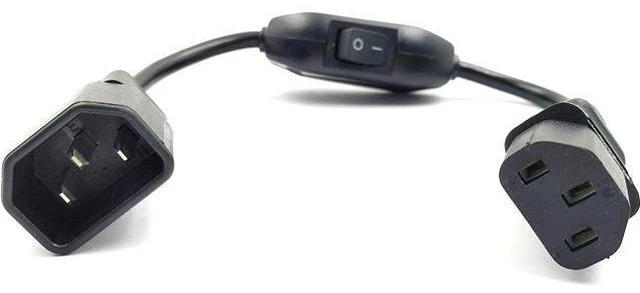 Alt view image 3 of 7 - C13 C14 Cable, IEC C14 to C13 Power cord with Switch , IEC 320 C13 to C14 Computer Power Cord with ON/OFF switcher ,IEC Power Cable Short Power Cord PC (1ft/30cm)