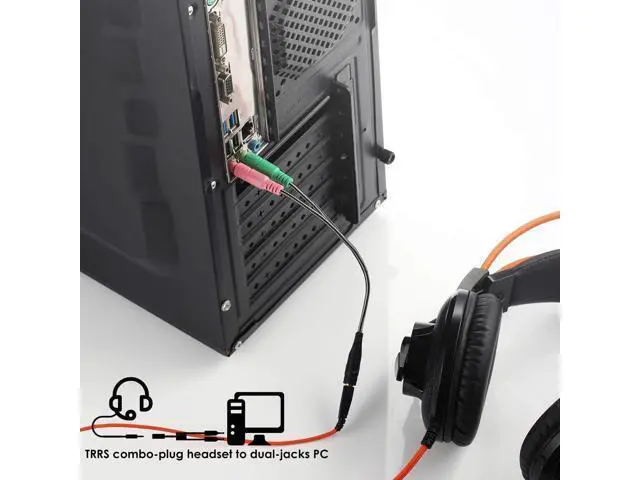 Alt view image 2 of 7 - Pro-trade Headphone Splitter for Computer CTIA 3.5mm TRRS Female to Dual TRS Male Mic Audio Jack Y Headset Splitter Adapter Cable for PC Laptop to Gaming Headset - 8inch/20cm Black