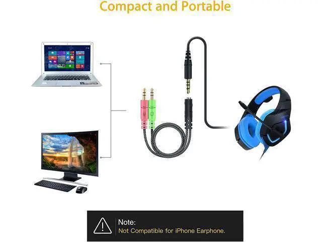 Alt view image 5 of 7 - Pro-trade Headphone Splitter for Computer CTIA 3.5mm TRRS Female to Dual TRS Male Mic Audio Jack Y Headset Splitter Adapter Cable for PC Laptop to Gaming Headset - 8inch/20cm Black