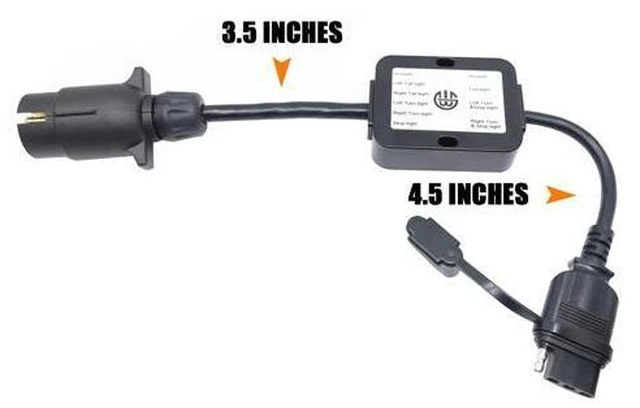 Alt view image 3 of 7 - CARROFIX Trailer Light Converter European Round 7-Pin Connector to US 4-Way Flat Pin Plug