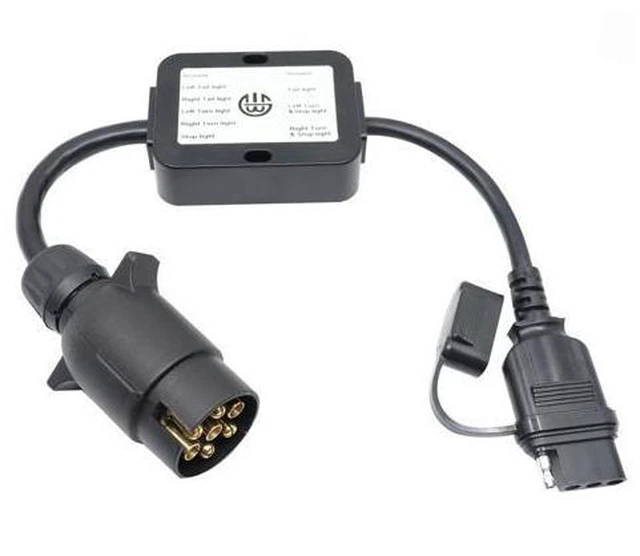Alt view image 4 of 7 - CARROFIX Trailer Light Converter European Round 7-Pin Connector to US 4-Way Flat Pin Plug