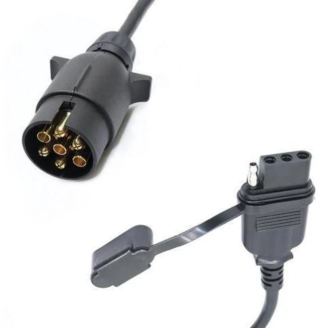 Alt view image 7 of 7 - CARROFIX Trailer Light Converter European Round 7-Pin Connector to US 4-Way Flat Pin Plug