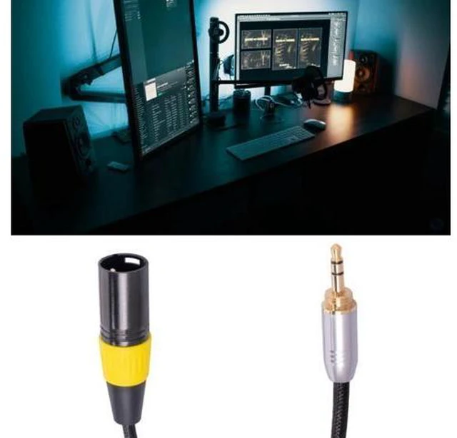 Alt view image 2 of 3 - 3.5mm +6.35mm (1/8 Inch 1/4 Inch) Cable to Male XLR 3Pin Adapter 30CM