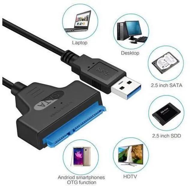 Alt view image 5 of 6 - SATA to USB 3.0 Cable Connector Up to 6G for 2.5 Inch External HDD SSD Hard Drive SATA 3 22 Pin Adapter USB 3.0 to Sata III Cord