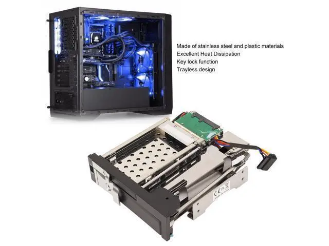 Alt view image 2 of 5 - HDD Internal SATA Mobile Rack Cage for 2.5"SSD HDD, Dual Bay SATA III HDD SSD Enclosure Backplane SATA HDD Tray Enclosure for 2.5in 3.5in SATA Hard Drives, Tray Less Hot Swap