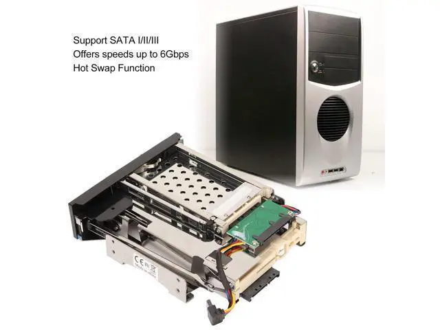 Alt view image 3 of 5 - HDD Internal SATA Mobile Rack Cage for 2.5"SSD HDD, Dual Bay SATA III HDD SSD Enclosure Backplane SATA HDD Tray Enclosure for 2.5in 3.5in SATA Hard Drives, Tray Less Hot Swap
