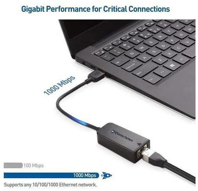 Alt view image 4 of 7 - Network Adapter, USB to Ethernet Adapter (USB 3.0 to Gigabit Ethernet, Ethernet to USB, Ethernet Adapter for Laptop) Supporting 10/100/1000 Mbps Ethernet Network in Black