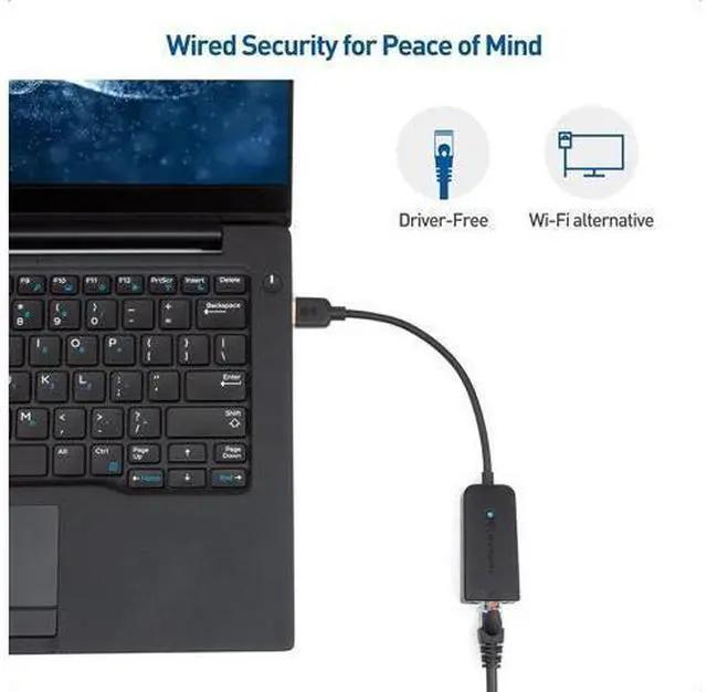 Alt view image 7 of 7 - Network Adapter, USB to Ethernet Adapter (USB 3.0 to Gigabit Ethernet, Ethernet to USB, Ethernet Adapter for Laptop) Supporting 10/100/1000 Mbps Ethernet Network in Black