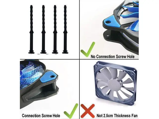 Alt view image 3 of 7 - 20PCS PC Case Fans Computer Cooling Fan Mount Screws, CPU Fan Mounting Pin Rivet Black Soft Rubber Reducing Noise Anti-Vibration Screws 65mm / 2.56in