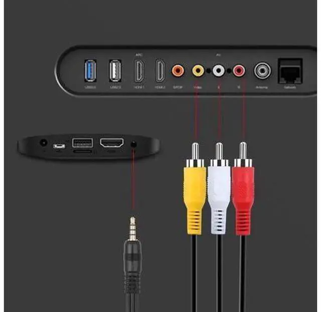 Alt view image 3 of 6 - WISDUM 3.5mm to 3 RCA Male Plug to RCA Stereo Audio Video Male AUX Cable 5FT Cord