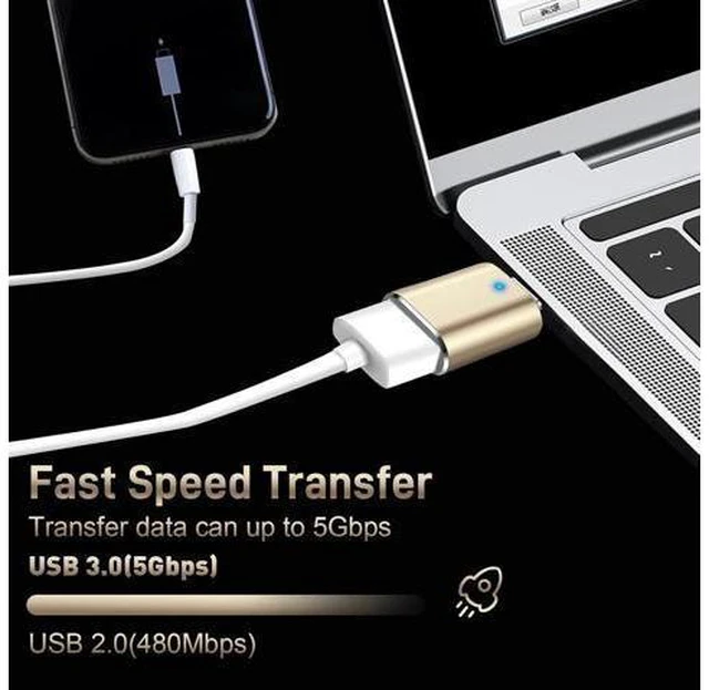 Alt view image 2 of 6 - USB C to USB Adapter 2 Pack Type C Male to USB 3.0 Female Adapter Compatible with MacBook Pro 2019 2018 MacBook Air 2022 2020 2019 2018 Black & Gold
