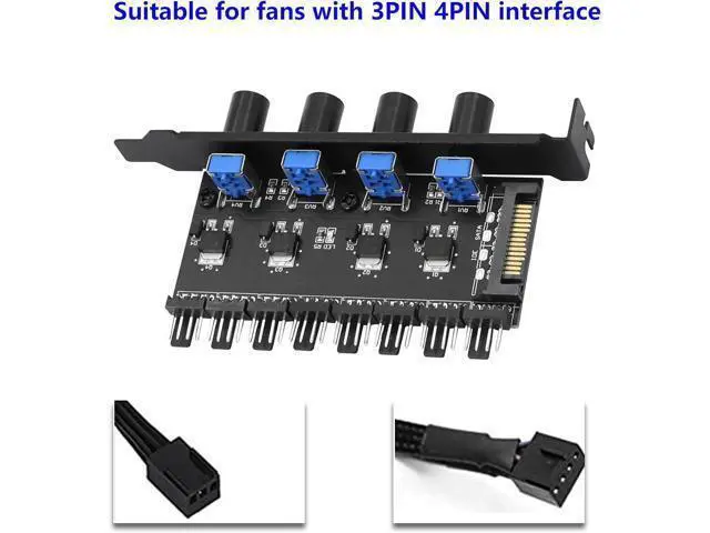 Alt view image 3 of 5 - 4 Knob Cooling Fan Speed Controller PC 8 Channels Fan Hub for CPU Case HDD VGA PWM Fan PCI Bracket 12V Fan Control- SATA Power Supply (SATA 4 Knob)