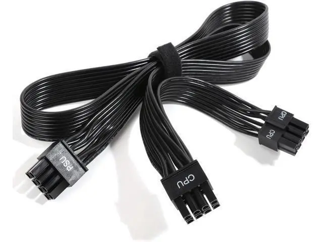 Alt view image 6 of 7 - PSU CPU 8 Pin to Dual 8 (4+4) Pin EPS Cable Male to Male CPU Power Cable for Seasonic Focus Prime ASUS ROG Thor Strix Modular Power Supply (70cm+15cm)