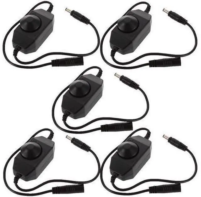 Main image of Inline Manual Dimmer Switch for LED Strip Light, Black 5 Pack