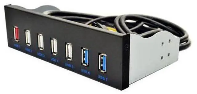 Main image of 7 Port USB 3.0 5.25" Internal CD-ROM Bay Front Panel USB Hub,7 x USB 3.0 Type A Female to Motherboard USB 20 pin Hub Splitter Adapter w/ 5.25 inch Metal Bracket