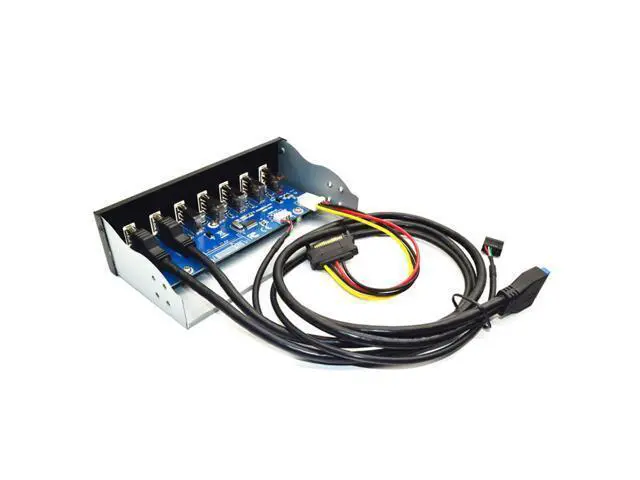 Alt view image 2 of 7 - 7 Port USB 3.0 5.25" Internal CD-ROM Bay Front Panel USB Hub,7 x USB 3.0 Type A Female to Motherboard USB 20 pin Hub Splitter Adapter w/ 5.25 inch Metal Bracket