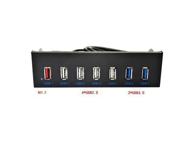 Alt view image 3 of 7 - 7 Port USB 3.0 5.25" Internal CD-ROM Bay Front Panel USB Hub,7 x USB 3.0 Type A Female to Motherboard USB 20 pin Hub Splitter Adapter w/ 5.25 inch Metal Bracket