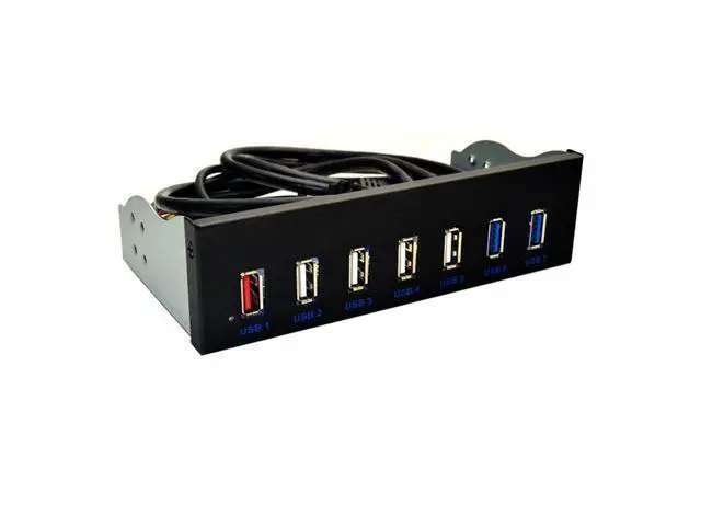 Alt view image 4 of 7 - 7 Port USB 3.0 5.25" Internal CD-ROM Bay Front Panel USB Hub,7 x USB 3.0 Type A Female to Motherboard USB 20 pin Hub Splitter Adapter w/ 5.25 inch Metal Bracket