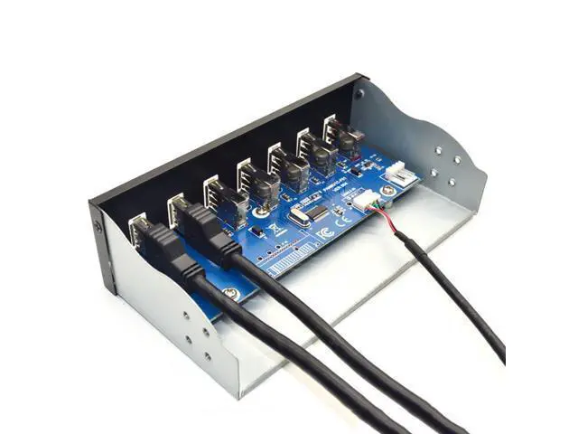 Alt view image 5 of 7 - 7 Port USB 3.0 5.25" Internal CD-ROM Bay Front Panel USB Hub,7 x USB 3.0 Type A Female to Motherboard USB 20 pin Hub Splitter Adapter w/ 5.25 inch Metal Bracket
