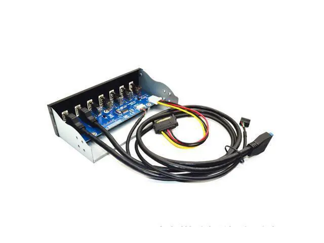 Alt view image 7 of 7 - 7 Port USB 3.0 5.25" Internal CD-ROM Bay Front Panel USB Hub,7 x USB 3.0 Type A Female to Motherboard USB 20 pin Hub Splitter Adapter w/ 5.25 inch Metal Bracket