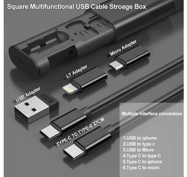 Alt view image 7 of 7 - Travel USB Adapter Multi Charging Cable Kit for All USB Types | Slim Charger Cable Organizer Case | 6 in 1 Adapter for Type C Lightning & USB Connections w/Storage Case | Tech Gift (1 Pack)