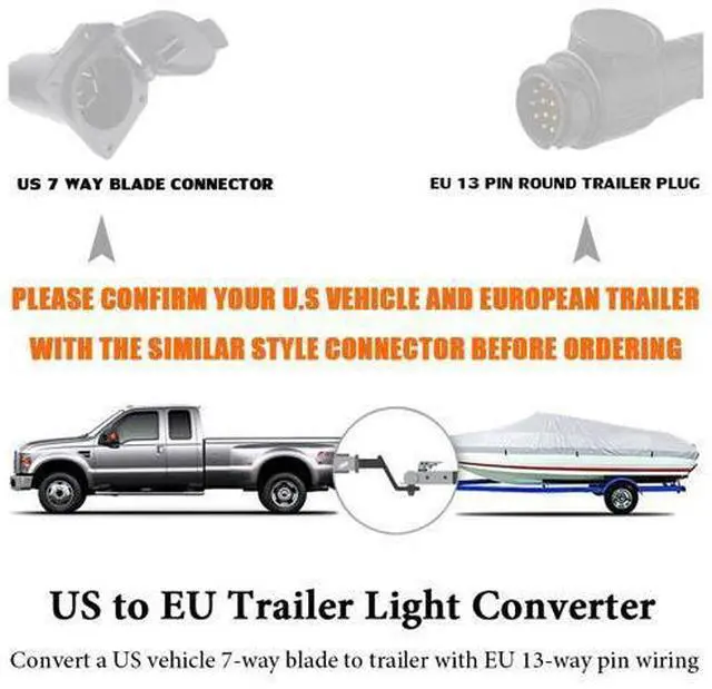 Alt view image 2 of 7 - CARROFIX Trailer Light Adapter Converter US Vehicle 7-Way Plug to European 13-Pin Round Connector