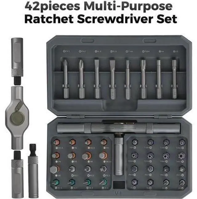 Alt view image 3 of 7 - 42 in 1 Magnetic Screwdriver Set, DIY Ratchet Screwdriver Set, Removable Self-assembly Precision Screwdriver Kit, Magnetic DIY Precision Tool Kit for PC Laptop Mobile Cell Phone Digital Watch