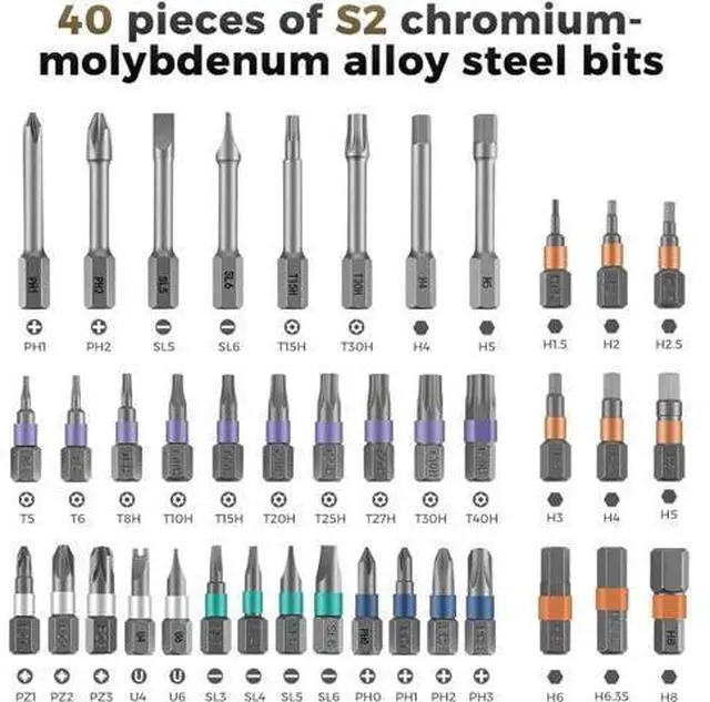 Alt view image 4 of 7 - 42 in 1 Magnetic Screwdriver Set, DIY Ratchet Screwdriver Set, Removable Self-assembly Precision Screwdriver Kit, Magnetic DIY Precision Tool Kit for PC Laptop Mobile Cell Phone Digital Watch