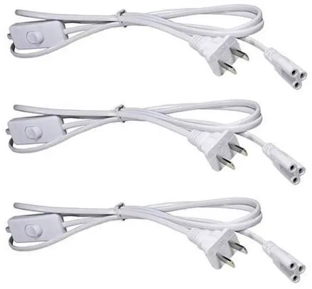 Main image of T5 T8 LED Tube Power Extension Cable with On/Off Switch, LED Light Fixture Extension Cable Wire 6FT/1.8M, White