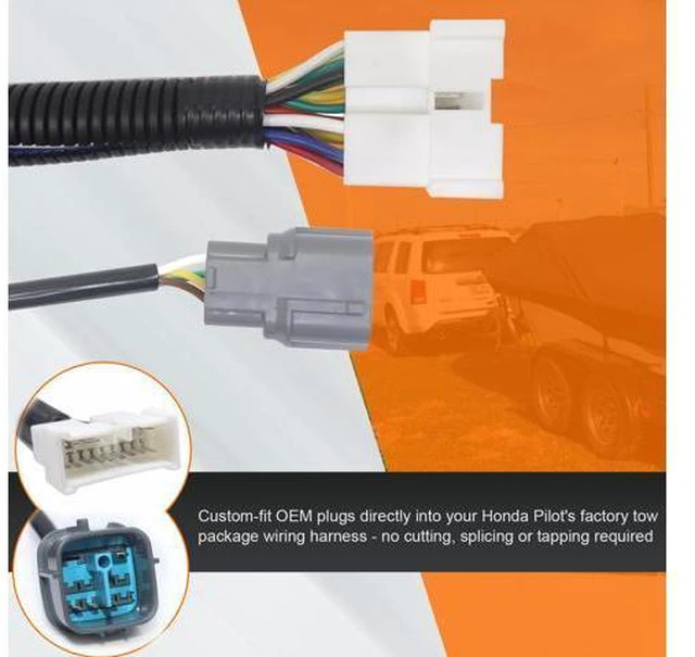 Alt view image 4 of 7 - CARROFIX Custom-Fit Vheicle Wiring Kit with 4 Way Flat Trailer Connector for 2012-2015 Honda Pilot with Factory Tow Package