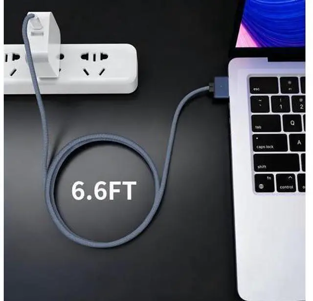 Alt view image 2 of 7 - USB-C to Magnetic 3 Cable Compatible with Magsafe Charging - 140W Fast Charging, 6.6ft Braided Cable for MacBook Pro/Air M4 M3 M2 Models (2021-2025) - Blue