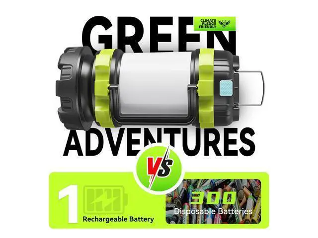Alt view image 7 of 7 - Rechargeable Flashlight, 6 Modes Camping Flashlight LED Camping Lantern for Power Outage, Flashlight for Home, Emergency, Green