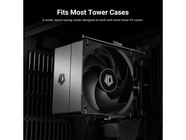 Alt view image 4 of 7 - SE-903-XT V2 Black CPU Air Cooler, 100mm PWM Fan, Direct Touch Heatpipes, Compact Tower Design, Low Noise, Intel & AMD Compatible
