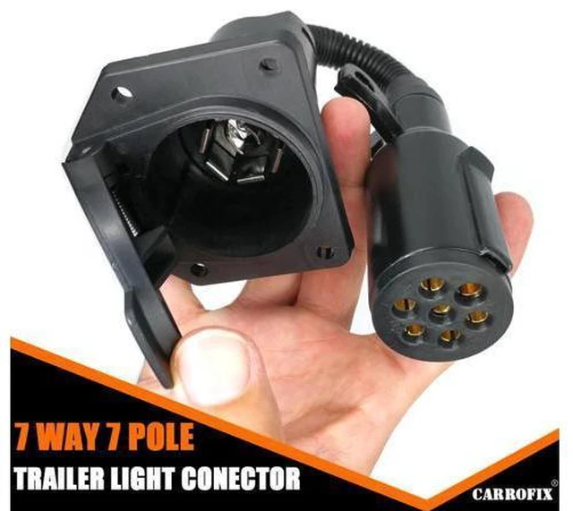 Alt view image 2 of 7 - CARROFIX Vehicle 7 Pole Round Pin to 7 Way RV Blade Trailer Wiring Connector Plug Adapter