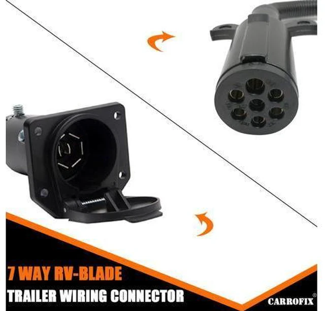 Alt view image 3 of 7 - CARROFIX Vehicle 7 Pole Round Pin to 7 Way RV Blade Trailer Wiring Connector Plug Adapter