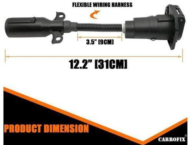 Alt view image 4 of 7 - CARROFIX Vehicle 7 Pole Round Pin to 7 Way RV Blade Trailer Wiring Connector Plug Adapter