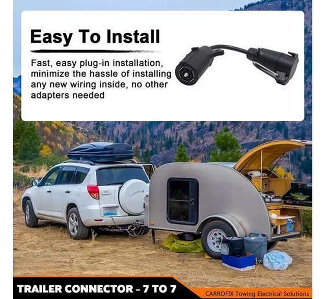 Alt view image 7 of 7 - CARROFIX American Style Vehicle-end 7 Way Blade Connector to European Style Trailer 7 Pin Round Plug