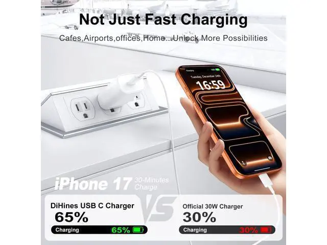 Alt view image 3 of 7 - iPhone 17 16 15 Charger Fast Charging,30W USB C Charger Type C Charger Phone Chargers iPhone&10 Ft Long USB C to C Cable Fast Charging Cord for iPhone 17 Air/17 Pro/17 Pro Max/16 15 Pro Max Plus,iPad