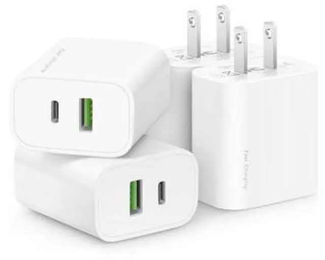 Main image of 4 Pack USB C Charger Block,20W USB-C & USB-A Port Chargerfor i Phone 17/16/15/14/13/12/11/X/8, i Pad and More
