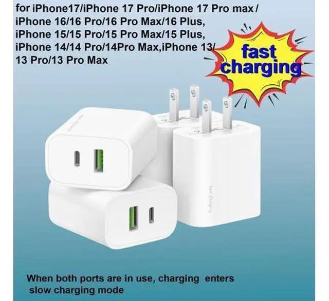 Alt view image 2 of 6 - 4 Pack USB C Charger Block,20W USB-C & USB-A Port Chargerfor i Phone 17/16/15/14/13/12/11/X/8, i Pad and More