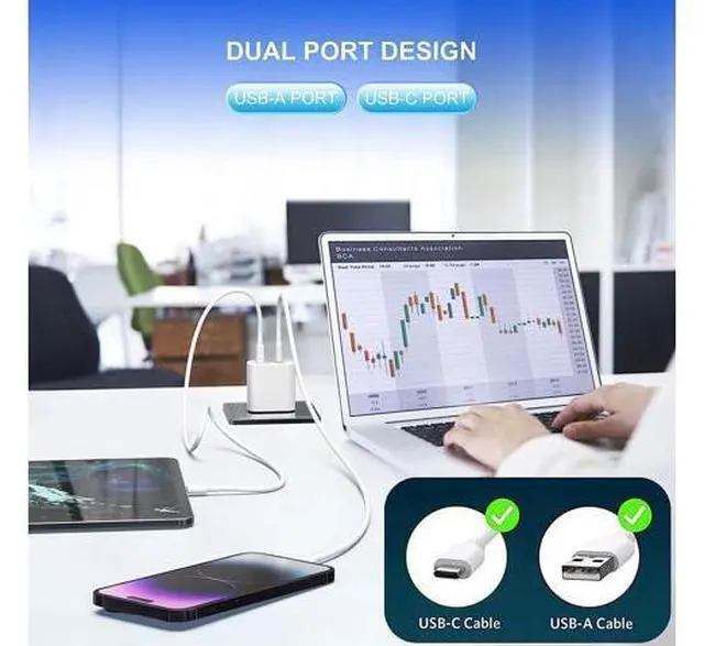 Alt view image 4 of 6 - 4 Pack USB C Charger Block,20W USB-C & USB-A Port Chargerfor i Phone 17/16/15/14/13/12/11/X/8, i Pad and More