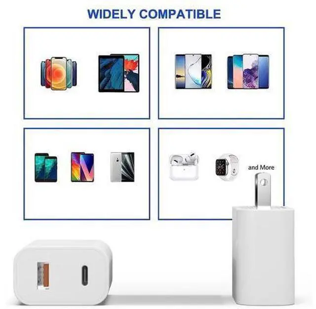 Alt view image 5 of 6 - 4 Pack USB C Charger Block,20W USB-C & USB-A Port Chargerfor i Phone 17/16/15/14/13/12/11/X/8, i Pad and More