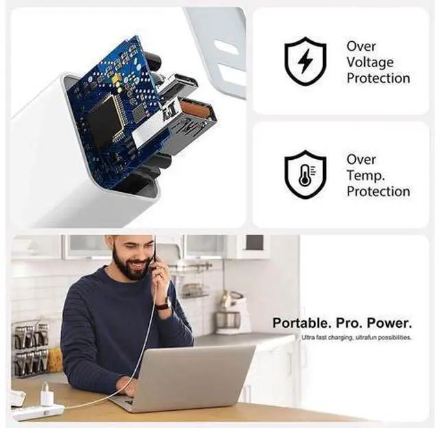 Alt view image 6 of 6 - 4 Pack USB C Charger Block,20W USB-C & USB-A Port Chargerfor i Phone 17/16/15/14/13/12/11/X/8, i Pad and More