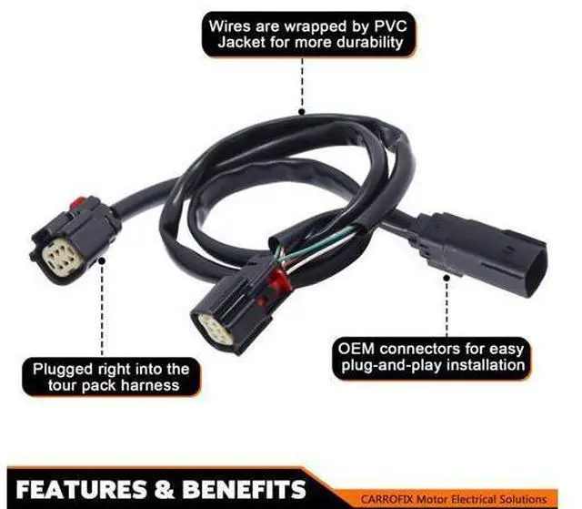 Alt view image 2 of 7 - CARROFIX Replacement CD-TP-QD-14 Dynamics Quick Disconnect Wiring Harness for 2014-2023 Harley Davidson Touring NTP-CB01