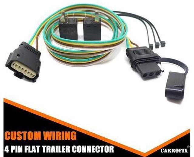 Alt view image 3 of 7 - CARROFIX Custom Fit Vehicle-Side Wiring Harness with 4-Pole Flat Trailer Connector for Chevy Equinox/GMC Terrain