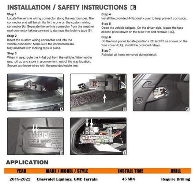 Alt view image 5 of 7 - CARROFIX Custom Fit Vehicle-Side Wiring Harness with 4-Pole Flat Trailer Connector for Chevy Equinox/GMC Terrain
