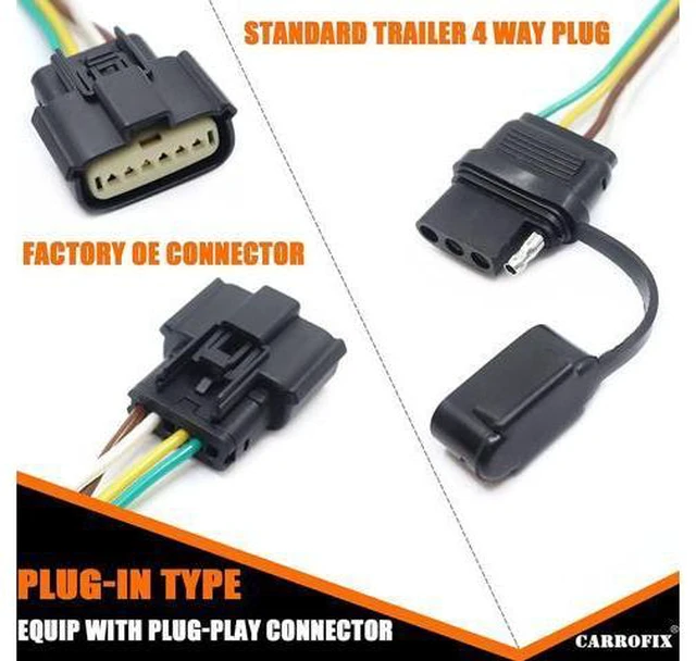 Alt view image 6 of 7 - CARROFIX Custom Fit Vehicle-Side Wiring Harness with 4-Pole Flat Trailer Connector for Chevy Equinox/GMC Terrain