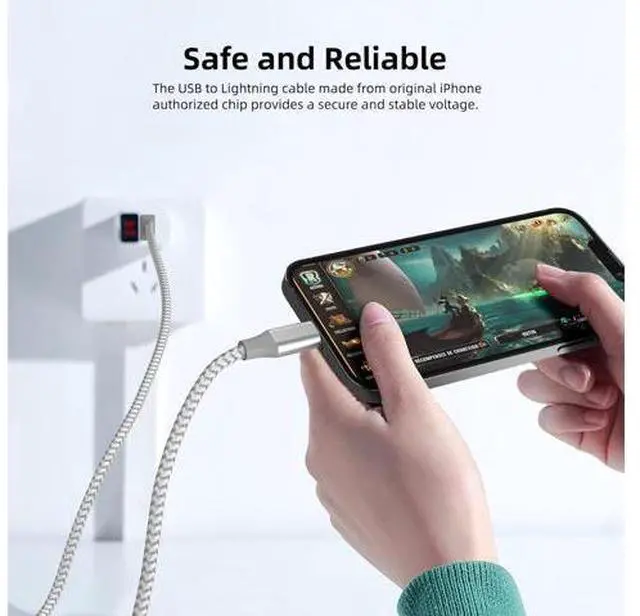 Alt view image 5 of 7 - iPhone Charger 3 Pack 10 ft Apple MFi Certified Lightning Nylon Braided Cable Fast Charging Cord Compatible with iPhone 13 12 11 Pro Max XR XS X 8 7 6 Plus SE iPad and More