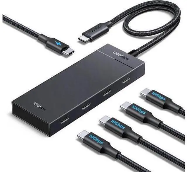 Main image of UGREEN Powered 100W 10Gbps USB C Hub - 5 in 1 Adapter with 4 USB-C, 100W PD Ports for MacBook/Air, iPad Pro, iPhone, Surface, Laptops and More