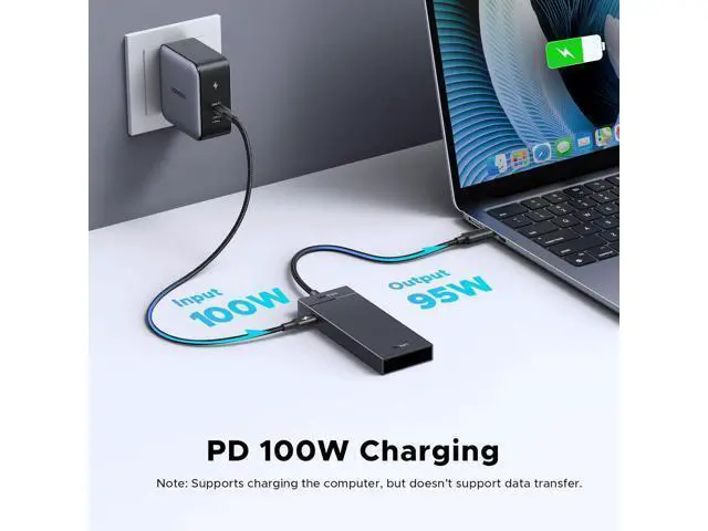 Alt view image 4 of 7 - UGREEN Powered 100W 10Gbps USB C Hub - 5 in 1 Adapter with 4 USB-C, 100W PD Ports for MacBook/Air, iPad Pro, iPhone, Surface, Laptops and More